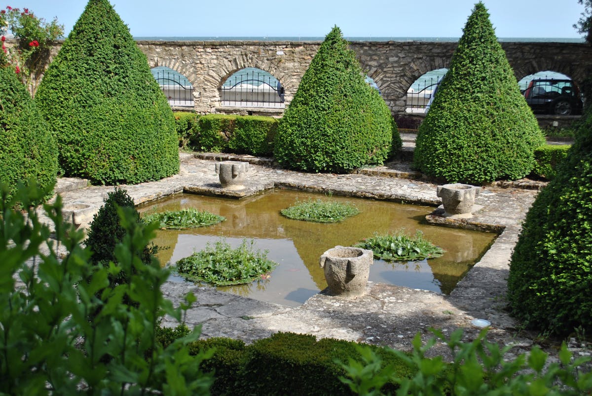 Jardin ornemental avec bassin en pierre à Nice
